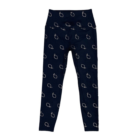 Beyond Yoga Leggings Women's Size‎ Small Black Rose Gold Lemon Print Crop Capri - Picture 1 of 6